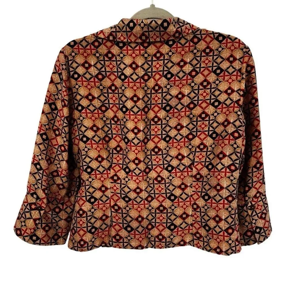 S.L.B. 100% Silk‎ Wrap Blouse Brown/Tan/Orange Size 10